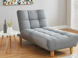 New Chaise Longue Klik-Klak Van Stof - Grijs Chaise Longue