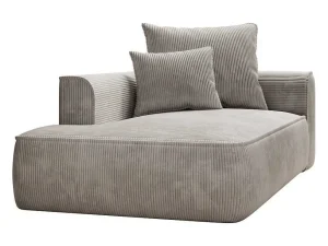 Outlet Chaise Longue Met Hoek Links Van Beige Ribfluweel Pineta Chaise Longue