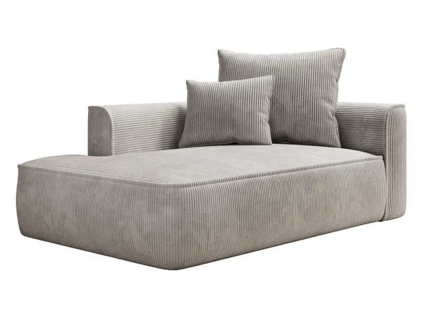 Outlet Chaise Longue Met Hoek Links Van Beige Ribfluweel Pineta Chaise Longue