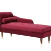 Clearance Chaise Longue Rechts Van Bordeaux-Rood Velours Umari Chaise Longue