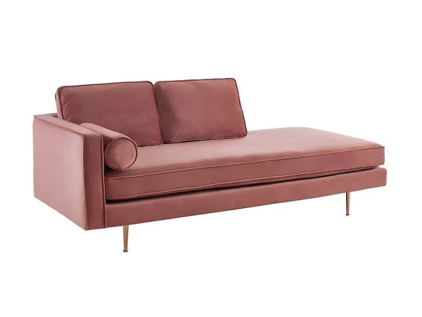 Clearance Chaise Longue Van Stof Kahel- Hoek Rechts - Oud Roze Chaise Longue