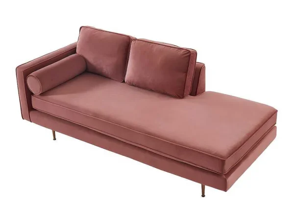 Clearance Chaise Longue Van Stof Kahel- Hoek Rechts - Oud Roze Chaise Longue