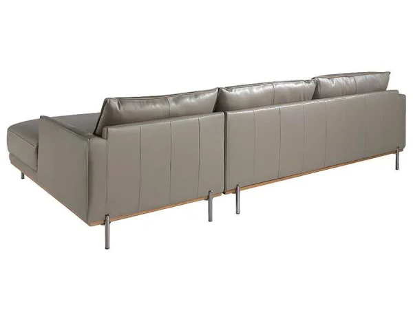 Clearance Chaiselongue Bank (R) In Leer En Verdonkerd Staal 6154 Hoekbank