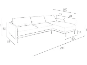 Clearance Chaiselongue Bank (R) In Leer En Verdonkerd Staal 6154 Hoekbank