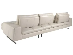 Clearance Chaiselongue Sofa (R) In Leer En Mat Staal 6152 Hoekbank