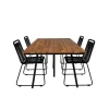 Store Chan Tuinmeubelset Tafel 100X200Cm En 4 Stoel Stapel Lindos Zwart, Naturel. Tuinset