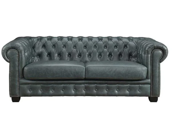 Cheap Chesterfield Zitbank 3 + 2 Plaatsen Brenton 100% Buffelleer - Spaans Groen Bankstel 3+2