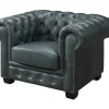 Hot Chesterfield Zitbank 3 + 1 Plaatsen Brenton 100% Buffelleer - Spaans Groen Set Zitbank + Fauteuil