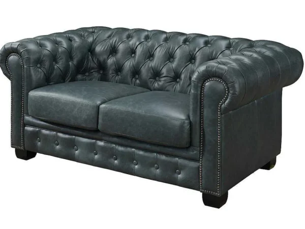 Cheap Chesterfield Zitbank 3 + 2 Plaatsen Brenton 100% Buffelleer - Spaans Groen Bankstel 3+2