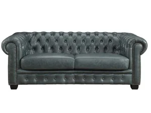 Hot Chesterfield Zitbank 3 + 1 Plaatsen Brenton 100% Buffelleer - Spaans Groen Set Zitbank + Fauteuil