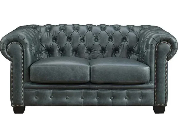 Cheap Chesterfield Zitbank 3 + 2 Plaatsen Brenton 100% Buffelleer - Spaans Groen Bankstel 3+2