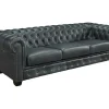 Best Sale Chesterfield Zitbank 4 Plaatsen Brenton 100% Buffelleer - Spaans Groen Vierzitsbank