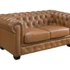 Store Chesterfield 2-Zitsbank Brenton 100% Buffelleer - Vintage Caramel Leren Zitbank