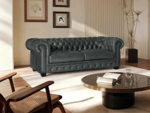 Discount Chesterfield 3-Zitsbank Brenton 100% Buffelleer - Spaans Groen Aanbiedingen: Zitbank & Fauteuil