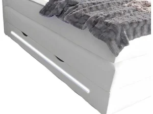 Cheap Complete Boxspring Met Hoofdeinde Met Leds, Bedbodem Met Opbergruimte, Matras En Dekmatras - Wit - Kunstleer - 160 X 200 Cm - Keros Van Aanbiedingen: Slaapkamer & Kantoor