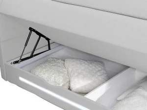 Cheap Complete Boxspring Met Hoofdeinde Met Leds, Bedbodem Met Opbergruimte, Matras En Dekmatras - Wit - Kunstleer - 160 X 200 Cm - Keros Van Aanbiedingen: Slaapkamer & Kantoor