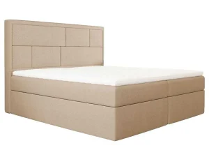 Discount Complete Decoratieve Beddenset Met Hoofdbord + Opbergruimte + Matras + Dekmatras - 160 X 200 Cm - Beige - Loumia Van Boxspringbed