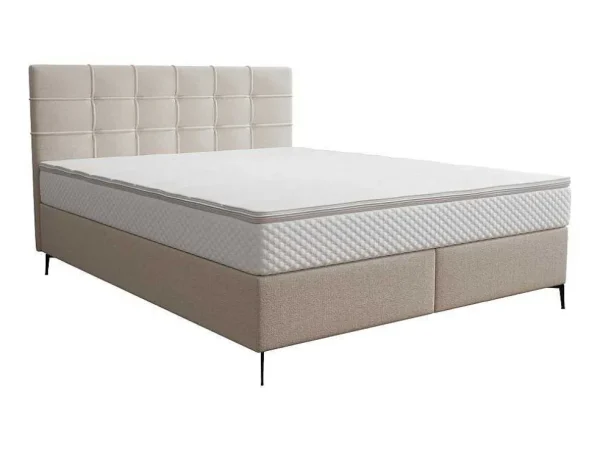 Flash Sale Complete Set Met Boxspring En Gecapitonneerd Hoofdbord + Bedbodem + Matras + Topmatras - 160 X 200 Cm - Stof - Beige - Inao Van Ysmee Boxspringbed