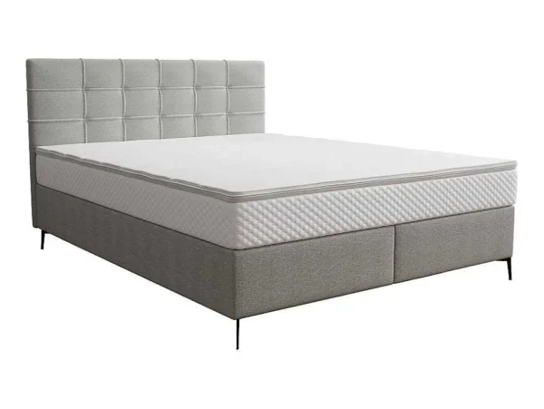 Flash Sale Complete Set Met Boxspring En Gecapitonneerd Hoofdbord + Bedbodem + Matras + Topmatras - 160 X 200 Cm - Stof - Lichtgrijs - Inao Van Ysmee Boxspringbed