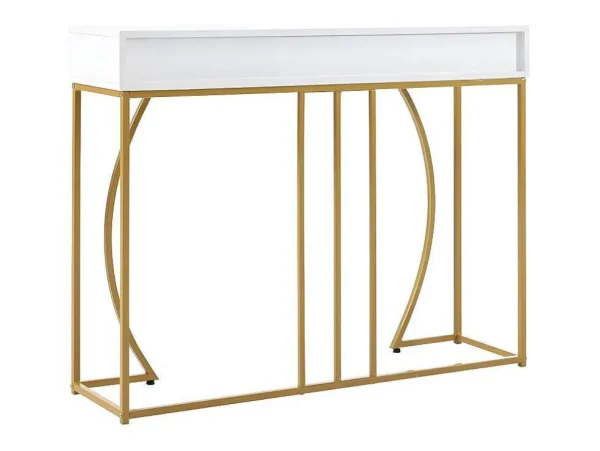 Discount Console Met 2 Lades - Moderne Stijl - Wit & Goud Sidetable