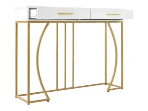 Discount Console Met 2 Lades - Moderne Stijl - Wit & Goud Sidetable