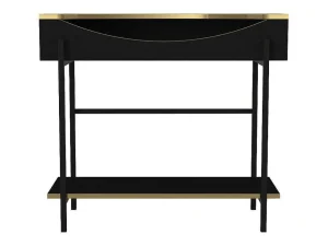 Fashion Consoletafel Met 1 Plank En 1 Nis - Zwart En Goudkleurig - Meriova Sidetable