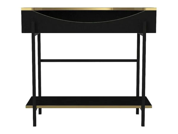 Fashion Consoletafel Met 1 Plank En 1 Nis - Zwart En Goudkleurig - Meriova Sidetable