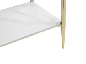 Flash Sale Consoletafel Met 1 Plank Van Keramiek En Metaal - Wit Marmereffect En Goud - Madola Sidetable