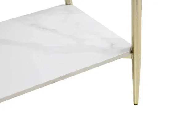 Flash Sale Consoletafel Met 1 Plank Van Keramiek En Metaal - Wit Marmereffect En Goud - Madola Sidetable