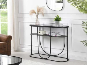 Flash Sale Consoletafel Met 1 Plank Van Metaal En Gerookt Glas - Zwart En Transparant - Pretoria Sidetable