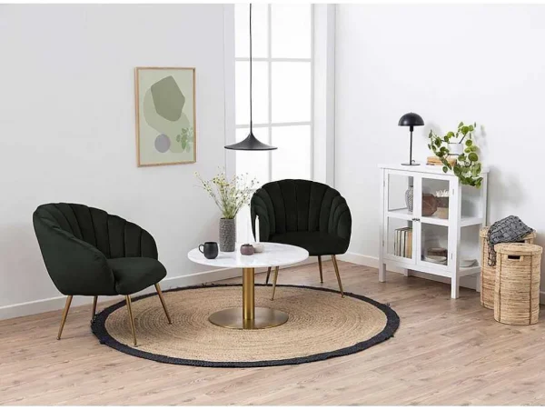 Online Dano Fauteuil Lounge Fauteuil Groen, Messing. Fauteuil Met Holle Rugleuning