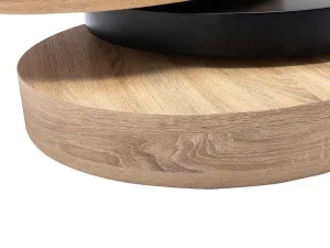 Cheap Draaibare Ronde Salontafel Met 1 Nis Van Mdf - Zwart En Licht Naturel - Janita Salontafel