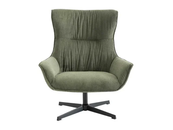 Flash Sale Draaifauteuil Van Groen Ribfluweel Galati Fauteuil Stof Fluweel / Suedine