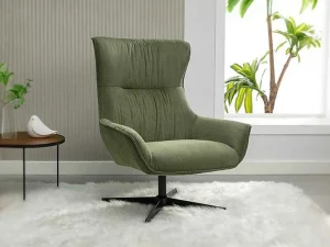 Flash Sale Draaifauteuil Van Groen Ribfluweel Galati Fauteuil Stof Fluweel / Suedine