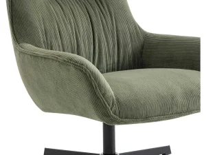 Flash Sale Draaifauteuil Van Groen Ribfluweel Galati Fauteuil Stof Fluweel / Suedine