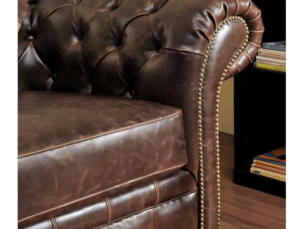 Hot Driezits- En Tweezitsbank Chesterfield Clotaire Van 100% Leer Met Lived-In Aspect Bankstel 3+2