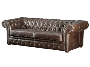 Hot Driezits- En Tweezitsbank Chesterfield Clotaire Van 100% Leer Met Lived-In Aspect Bankstel 3+2