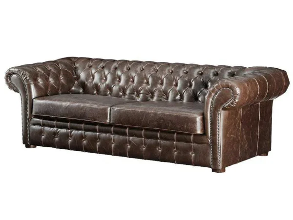 Hot Driezits- En Tweezitsbank Chesterfield Clotaire Van 100% Leer Met Lived-In Aspect Bankstel 3+2