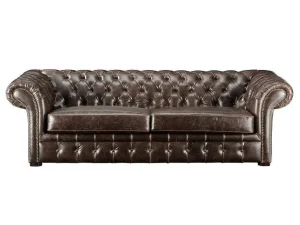 Hot Driezits- En Tweezitsbank Chesterfield Clotaire Van 100% Leer Met Lived-In Aspect Bankstel 3+2