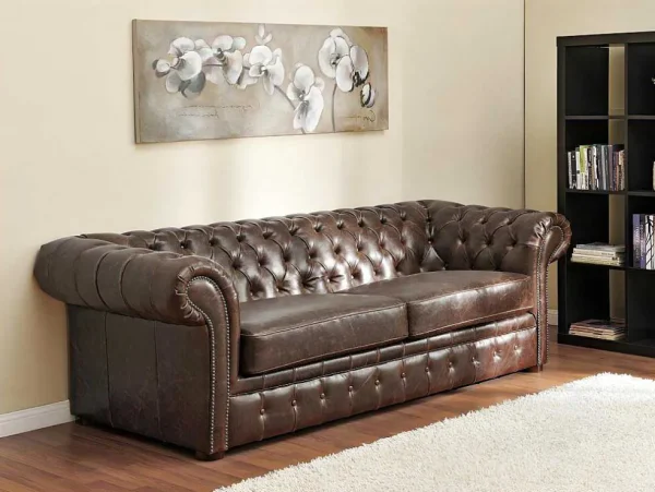 Hot Driezits- En Tweezitsbank Chesterfield Clotaire Van 100% Leer Met Lived-In Aspect Bankstel 3+2