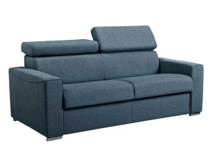 Discount Driezits Express Slaapbank Van Stof Vizir - Blauw - Slaapafmeting Met Brede Latten 140 Cm - Matras 18 Cm Speciale Modellen Zitbanken & Fauteuils