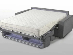 Discount Driezits Express Slaapbank Van Stof Vizir - Blauw - Slaapafmeting Met Brede Latten 140 Cm - Matras 18 Cm Speciale Modellen Zitbanken & Fauteuils