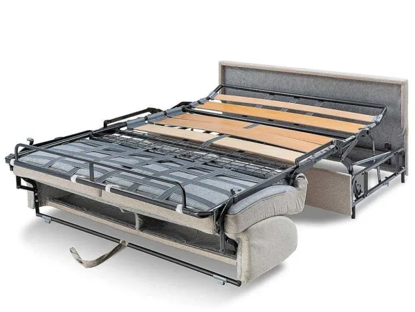 Discount Driezits Express Slaapbank Van Stof Vizir - Blauw - Slaapafmeting Met Brede Latten 140 Cm - Matras 18 Cm Speciale Modellen Zitbanken & Fauteuils