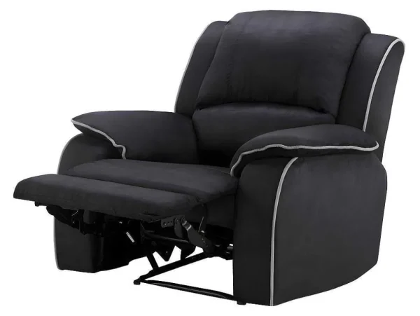 Hot Driezits Relaxbank En Relaxfauteuil Van Microvezel Hernani - Zwart Set Zitbank + Fauteuil