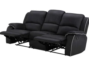 Hot Driezits Relaxbank En Relaxfauteuil Van Microvezel Hernani - Zwart Set Zitbank + Fauteuil