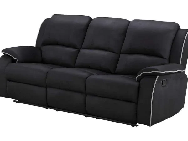 Hot Driezits Relaxbank En Relaxfauteuil Van Microvezel Hernani - Zwart Set Zitbank + Fauteuil