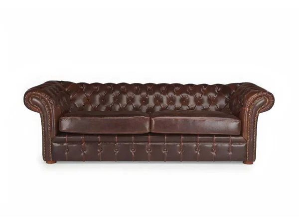 Sale Driezitsbank Chesterfield Clotaire Van 100% Leer Met Lived-In Aspect Leren Zitbank