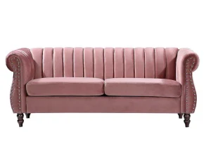 New Driezitsbank Chesterfield In Oudroze Fluweel Trumbo Chesterfield Zitbank