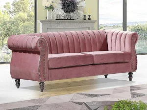 New Driezitsbank Chesterfield In Oudroze Fluweel Trumbo Chesterfield Zitbank