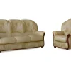 Shop Driezitsbank En Fauteuil Daphne Van 100% Buffel Leer - Beige Set Zitbank + Fauteuil